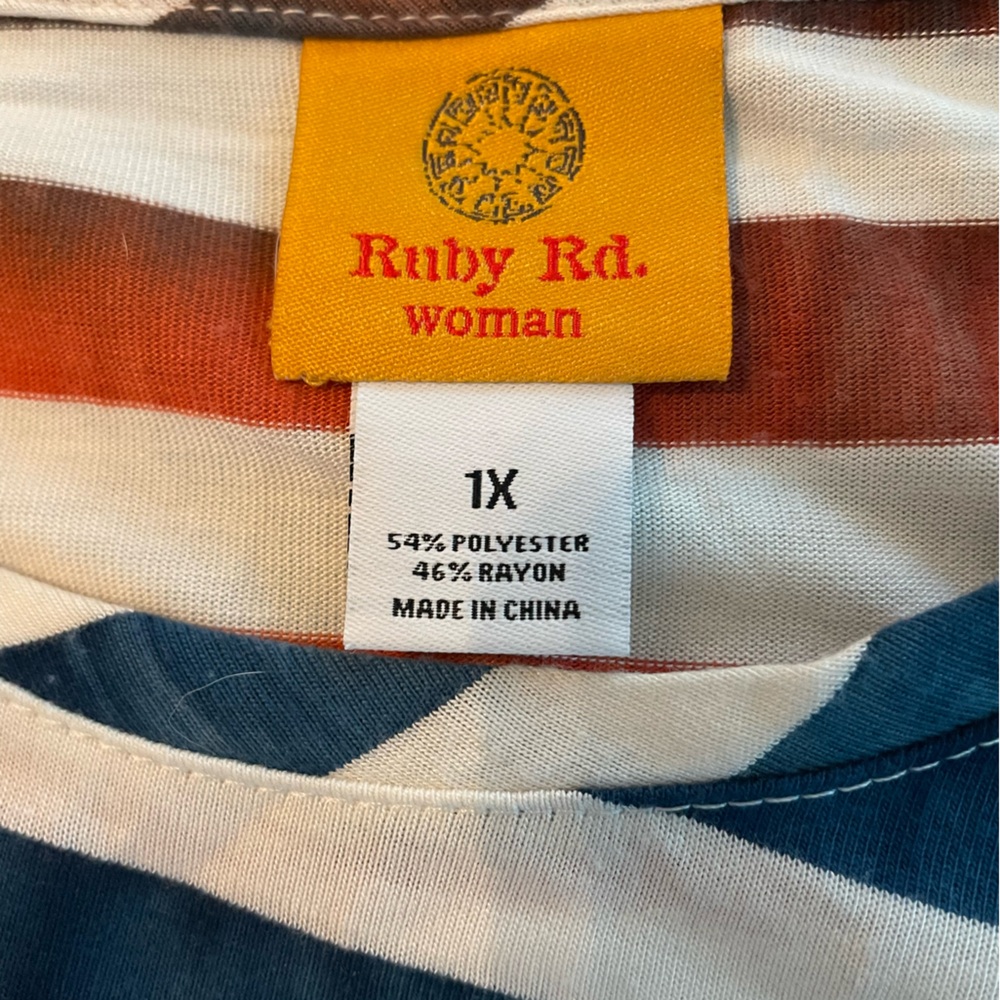 Ruby Rd. Striped Long Sleeve Top with Tie Details - Picture 8 of 8